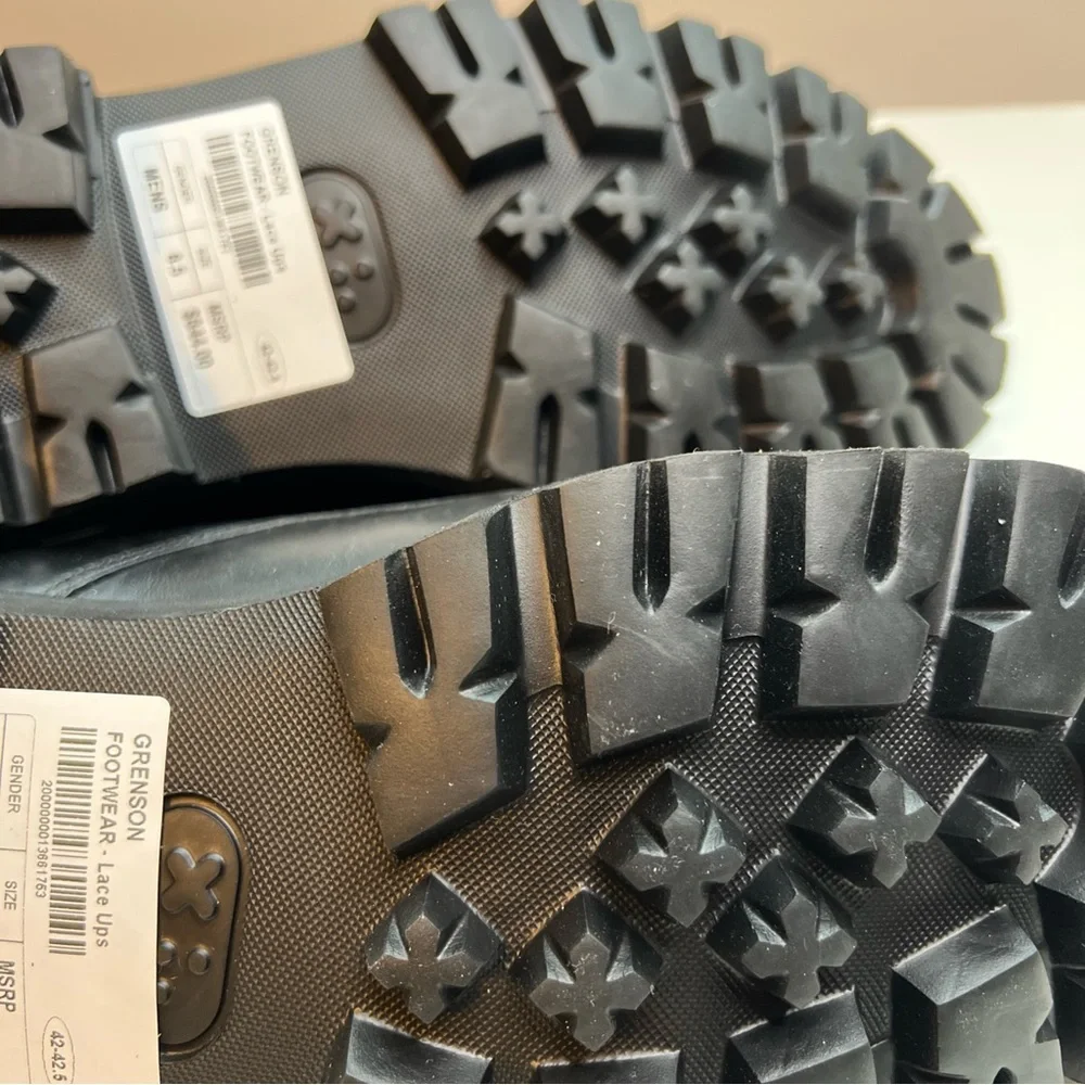 Grenson Landon Leather Derby Shoes Mens US 8.5 Black New - Picture 12 of 15